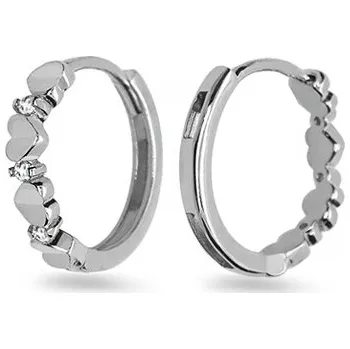 Náušnice Kroužky se srdíčky a zirkony v bílém zlatě Jaylin, 14K IZ25333A + dárkové balení LUXUS zdarma