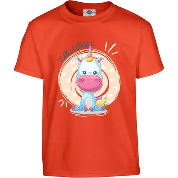 Pánské tričko Tričko Bílý jednorožec Druh: Dětské, Barva: Oranžová, Velikost: 158-XL