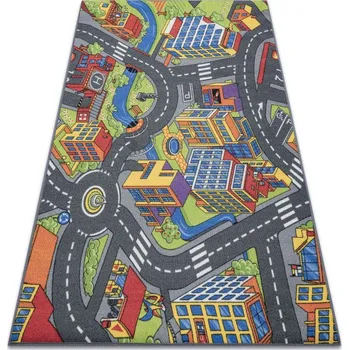 Koberec Dětský koberec REBEL ROADS Town life 97 Velké město, ulice protiskluzový - šedý