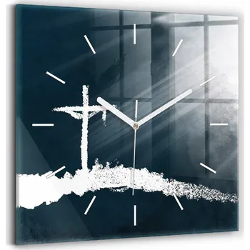 Hodiny Skleněné hodiny Sklo Nástěnné Tiché ručičky Kuchyně Kříž kopec 30x30