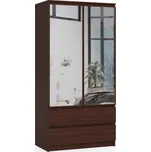 Skříň S 90 cm 2D 2SZ 2 zrcadla CLP wenge