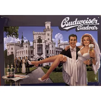 Plechová cedule Plechová cedule Budweiser Budvar pivo zámek Hluboká