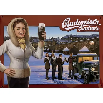 Plechová cedule Plechová cedule Budweiser Budvar pivo Písek