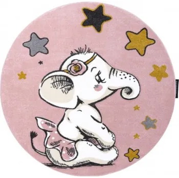 Koberec Koberec PETIT ELEPHANT Slůně HVĚZDY kruh růžový