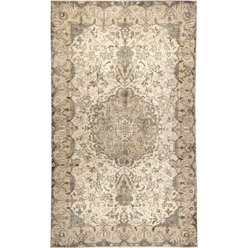 Koberec Ručně tkaný vlněný koberec Vintage 10311 rám / ornament, béžový
