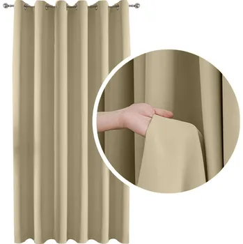 Obraz Zatemňovací závěs 90% SILNÝ na kroužcích PRŮCHODKÁCH KRÉMOVÝ 140x250