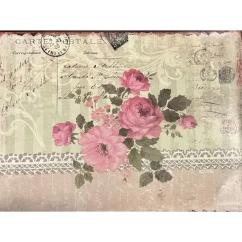 Plechová cedule Plechová retro cedule Carte postele Růže