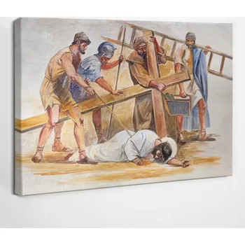 Obraz Tištěný obraz na plátně na zeď Ježíš padá pod křížem Křížová cesta 30x20 cm
