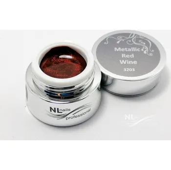 NL nails professional UV, LED metalický barevný gel METALLIC RED WINE 5ml