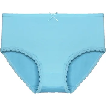 Kalhotky FINE WOMAN Dámské kalhotky vyšší 9075 s krajkou Barva/Velikost: blankytná / M/L