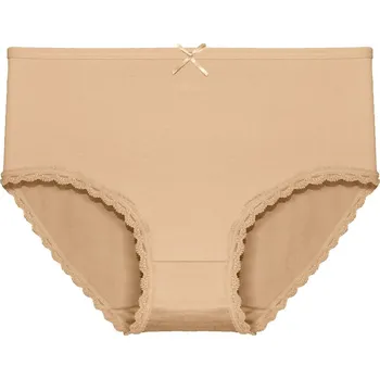 Dámské spodní prádlo FINE WOMAN Dámské kalhotky vyšší 9075 s krajkou Barva: tělová, Velikost: M/L