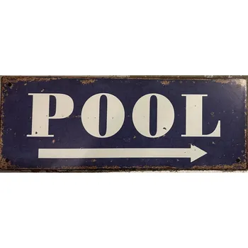 Plechová cedule Plechová retro cedule Pool - bazén šipka doprava
