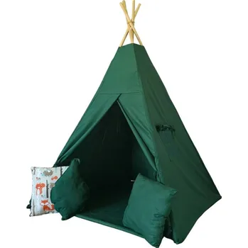 Dětský stan Dětský stan Tipi lahvově zelený - zvířata