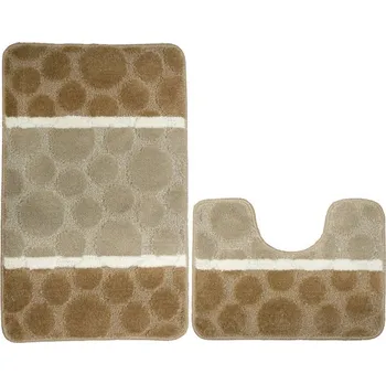 Koberec Sada koupelnových koberečků SIENA béžová, pruhy / tečky