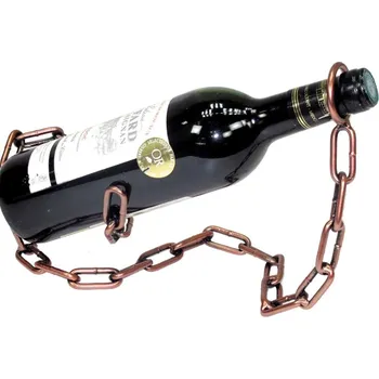 Stojan na víno Kovový efektní stojan na láhev Řetěz bronz