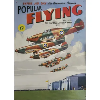 Plechová cedule Plechová cedule Populární Flying June 1939 letadlo