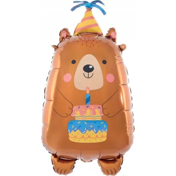 Balónek Fóliový balónek Medvídek s dortíkem 44,5x78,5 cm