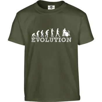 Pánské tričko Tričko Evoluce bubeníků Druh: Dětské, Barva: Khaki, Velikost: XL