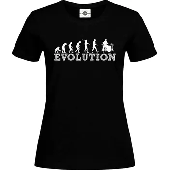 Dámské tričko Tričko Evoluce bubeníků Druh: Dámské, Barva: Černá, Velikost: S