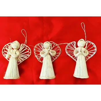 Vánoční dekorace Slámový Anděl stojící 1+1+1 větší