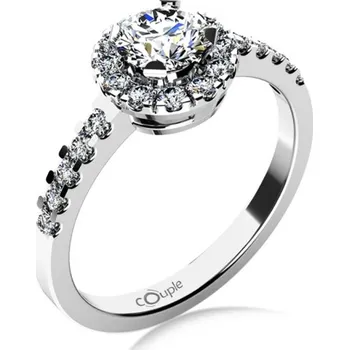 Prsten Couple, Výrazný zásnubní prsten Bella v bílém zlatě se zirkony, vel. 53, prům. 16.9 mm, 585-68-1-4021.1B00.0.53.001