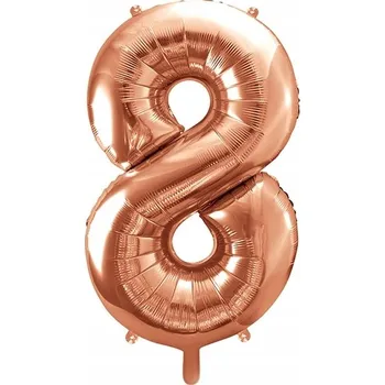 Balónek FÓLIOVÝ BALÓNEK ČÍSLICE 8 zlatá růžová - rose gold 85 cm