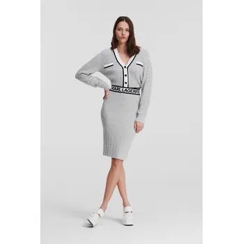 Dámská sukně SUKNĚ KARL LAGERFELD BOUCLE KNIT SKIRT WHITE/BLACK