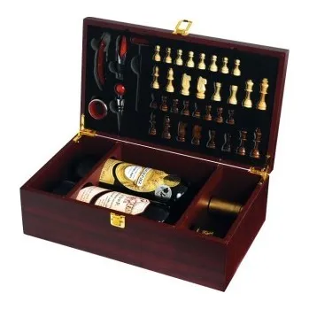 Box na 2 vína mahagon - šachy