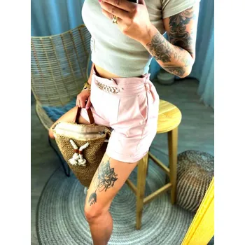 Dámské kraťasy Dámské elegantní kraťasy s řetízkem MFY růžové, VELIKOST S