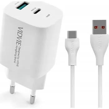 Síťová nabíječka VIDVIE, USB typ C pro Samsung 3000 mA 5 V bílá