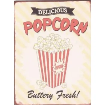 Plechová cedule Plechová retro cedule Delicious Popcorn