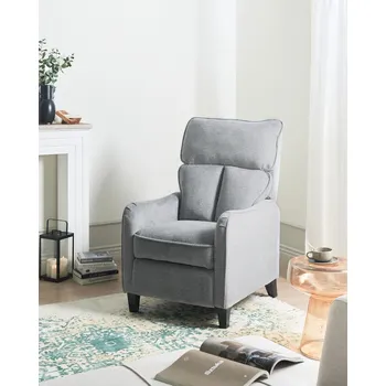 Křeslo Polohovací křeslo šedé látkové čalounění vysoké nastavitelné opěradlo výsuvná podnožka vintage styl Beliani