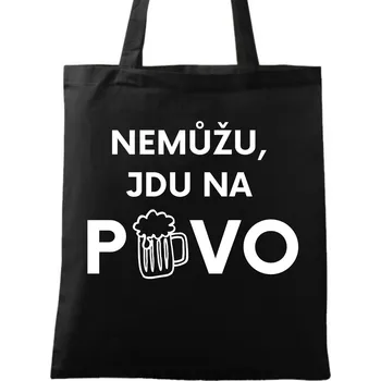 Bavlněná taška Nemůžu, jdu na pivo (Barva: Černá)