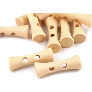 Knoflík Dřevěný knoflík podlouhlý 35 mm, malé, 2 přírodní sv.