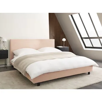 Postel Postel béžová buklé čalounění 160 x 200 cm s roštem vysoké čelo moderní styl ložnice Beliani