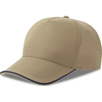 Pracovní přilba Atlantis Headwear Kšiltovka Recy Five Piping, 5 panelová, sandwich COT33028233499-khaki/navy UNI Khaki/navy