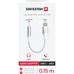 Audio redukce Swissten textile USB-C/JACK (samice) 0,15 m - bílá