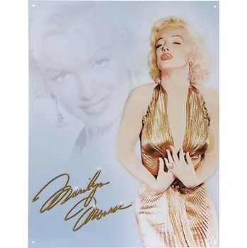 Plechová cedule Plechová cedule Marilyn Monroe podpis gold