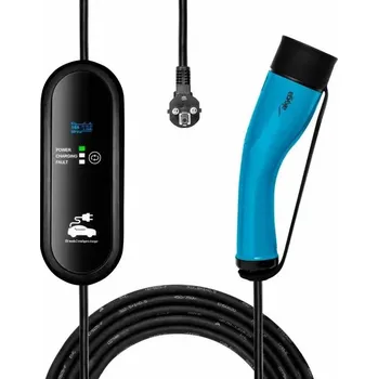 Elektromobilita Akyga Napájecí kabel pro elektromobily Type 2, LCD displej, Control Box, 1-fázový 16A 3.8kW, délka 5m