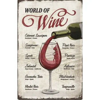 Plechová cedule Plechová cedule World of Wine víno