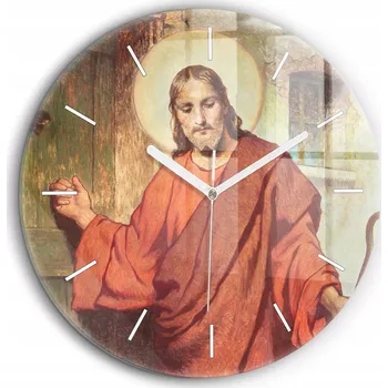 Hodiny Velké nástěnné hodiny do kuchyně kulatý s grafikou Ježíše Krista, průměr 60 cm