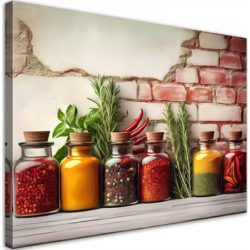 Obraz Obraz na plátně, Koření v barevných skleničkách 90x60