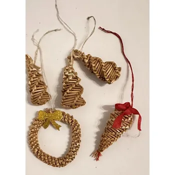 Vánoční dekorace Slámové ozdoby Šišky mix