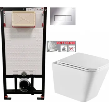 DEANTE Podomítkový rám, pro závěsné WC mísy + SLIM tlačítko chrom + WC INVENA&nbsp;FLORINA WITH SOFT, včetně soft/close sedátka CST_WC01 051P FL1