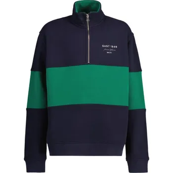 Chlapecká mikina MIKINA GANT COLOR BLOCKED HALF ZIP SWEAT EVENING BLUE