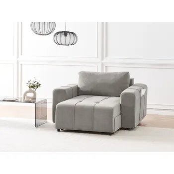 Pohovka Lenoška světle šedá látka čalounění boční područky polštář opěradlo moderní design symetrický obývací pokoj Beliani