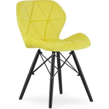 Jídelní židle Set tří jídelních židlí LAGO samet žluté (černé nohy) (3ks)