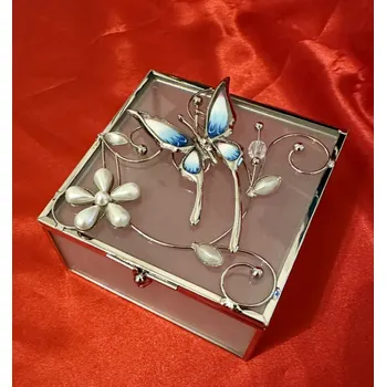 Šperkovnice Skleněná šperkovnice Motýl Blue