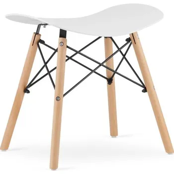 Taburet Set tří taburetek KORFU - bílé (hnědé nohy) (3ks)