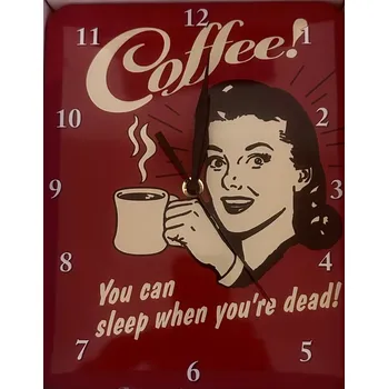 Hodiny Plechové hodiny na zeď Coffee